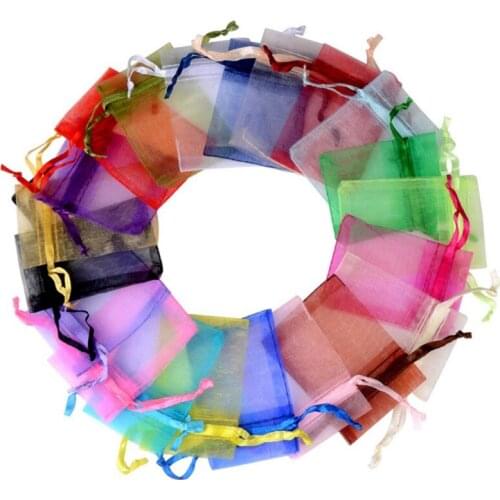 Wholesale 50 Pcs/lot Drawstring Organza Bags&small Pouches Jewelry Package Bags Christmas Wedding Packaging Gift Bags
