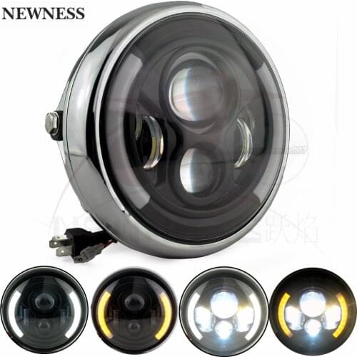 Universal 7" Led Car Motorcycle Headlight Hi&Lo DRL Moto Headlamp Head Light For Cafe Racer Chopper 7.5 INCH Outside Bucket