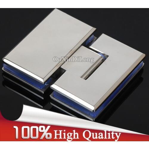 High Quality 304 Stainless Steel Casting Frameless Bathroom Shower Door Hinges 180 Degree Glass to Glass Hinges Clamps Chrome