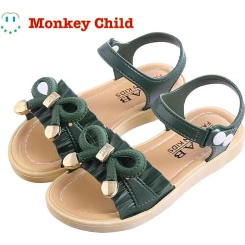 Girls Sandals Kids Bowtie Sandals For Toddlers Big Children Classic Wave Style Princess Sweet PVC Sandals With Buckle 21-35