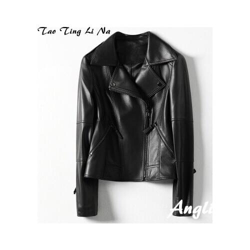 Top brand Women Spring 2020 Genuine Real Sheep Leather Jacket H72 high quality