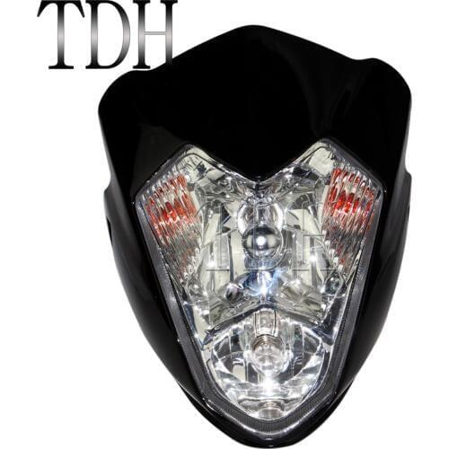 Universal 12V 10W Dual Sport Enduro Headlight Assembly Headlamp Light for Dirt Bike High Low Beam Lamp Naked Motorcycles Black