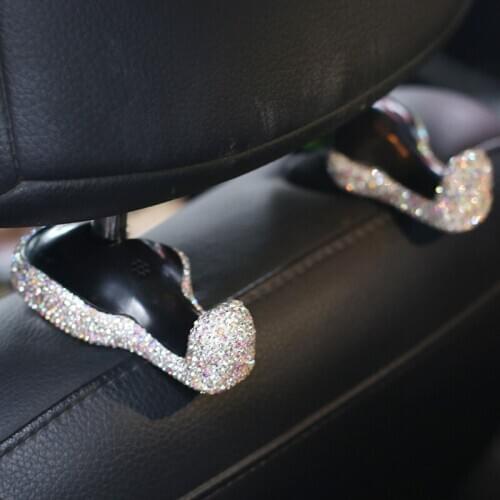 Universal Luxury Crystal Car Seat Back Hooks Bags Hanger Holder Organizer Rhinestone Auto Headrest Mount Storage Hooks for Women