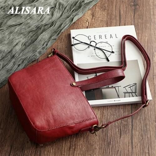 Vintage Red leather art personality small computer handbag Vintage Tote for Woman crossbody bags Ipad Messenger bag Shoulder bag