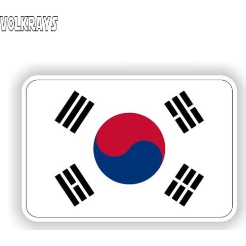 Volkrays Personality Car Sticker South Korea Flag Accessories Waterproof Cover Scratches Sunscreen Vinyl Decal,6cm*10cm