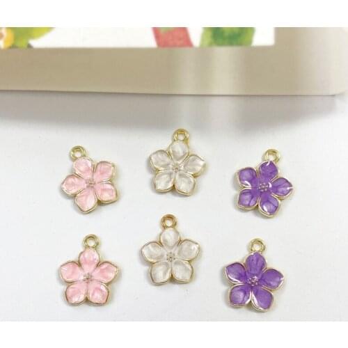 Pearl glow flower pendant diy spring/summer small fresh earring bracelet pendant hand-drip oil head jewelry material