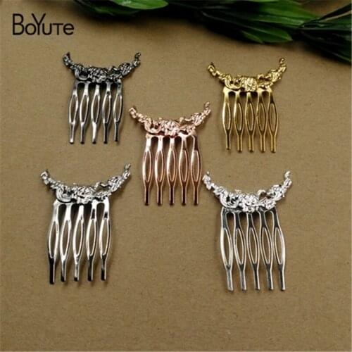 20 Pieces 28*45mm Hair Comb Flowers 6 Colors Plated Women Hair Jewelry