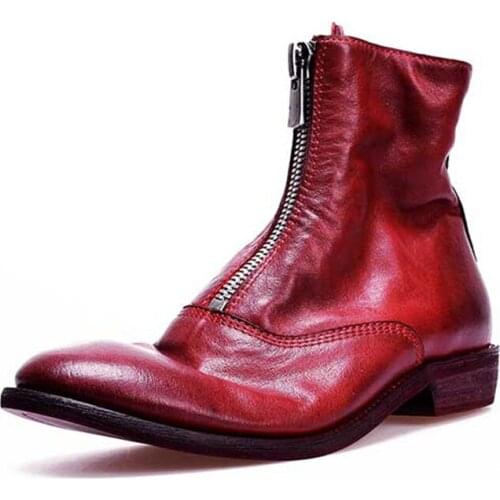 GUIDIBASIC Genuine Cowhide Boots For Women Shoes Thick Bottom 2021 Autumn British Style Round Toe Zipper Flat Ankle Boots Women