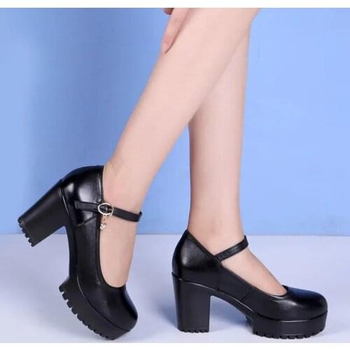 Womens Mary Jane Shoes High Heels Model Performance Shoes Round Toe Thick Heel Platform Shoes Comfortable Work Shoes Women