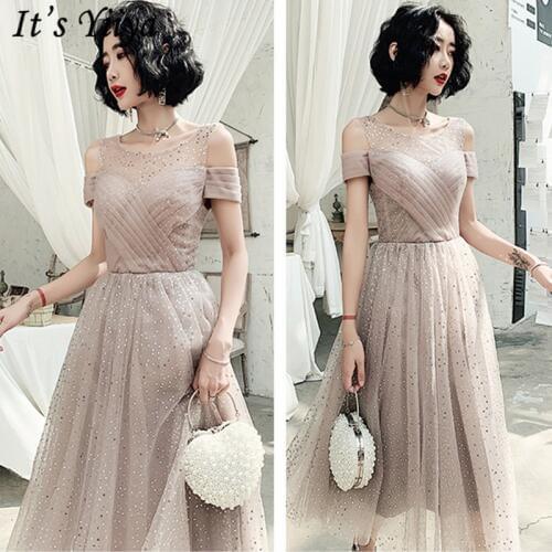 Its Yiiya Sexy Prom Dress Illusion Short Sleeve O-Neck A-Line Vestidos De Gala LF228 Sequined Ruched Short Prom Dress