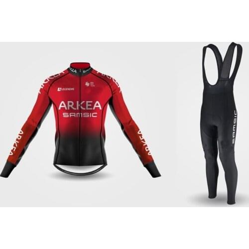 WINTER FLEECE THERMAL 2021 ARKEA SAMSIC TEAMRED LONG SLEEVE CYCLING JERSEY WEAR CLOTHES + BIB PANTS SIZE XS-4XL