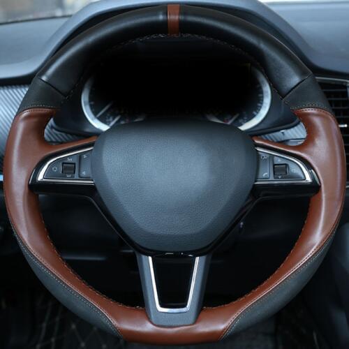 1pc for SKODA KODIAQ 2017-2018 2019/GT Steering wheel cover Hand sewing top layer leather