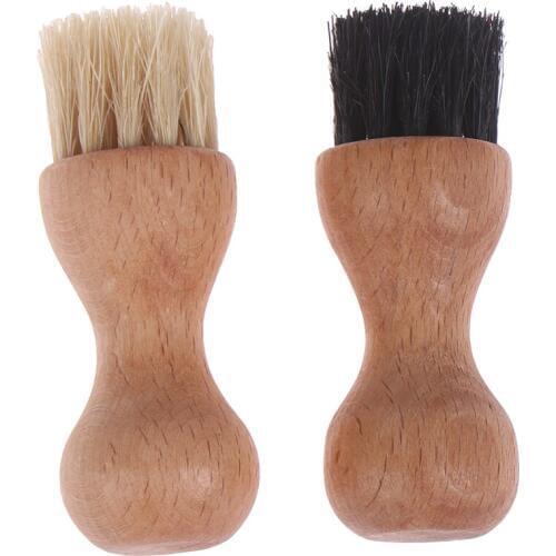 1PC Portable Wood Handle Cleaning Tool Boot Shoes Brush Mini Hog Bristle Brushes Leather Shoes Supplies Buffing Brush