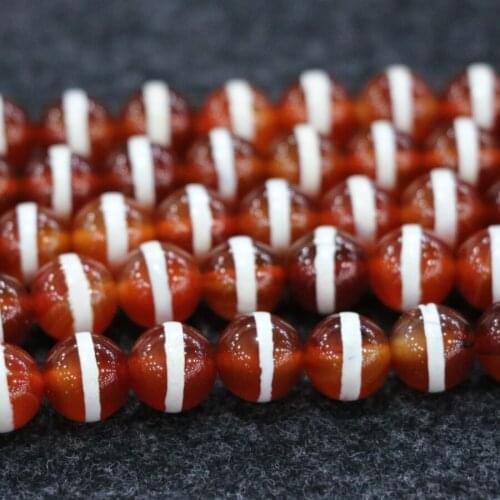 10mm 38pcs/lot, TOP Quality ! Red Lines Handmade Loose Spacer Round Stone Beads Bracelet DIY Jewelry Making