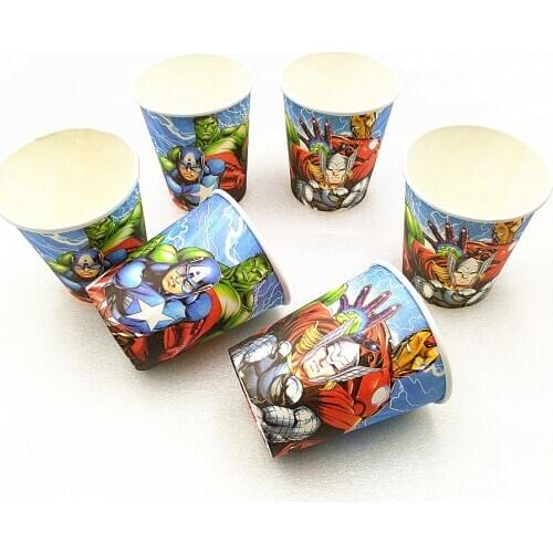 10pcs/lotThe Avengers Party Supplies Paper Cup Cartoon Birthday Party Decoration Baby Shower Theme Festival For Kids Girls Boys