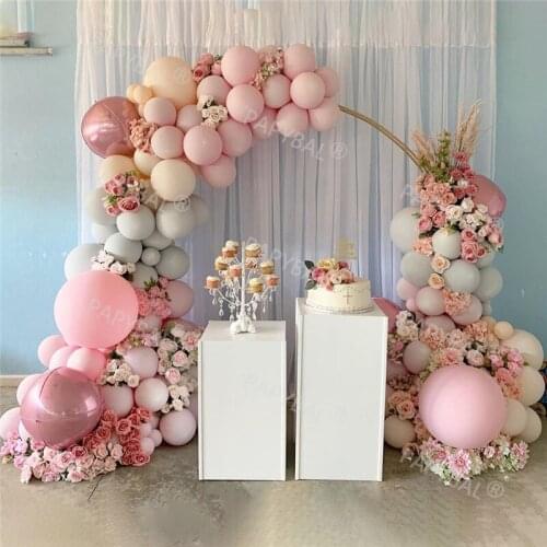 113pcs Macaron Pink Green Latex Balloons Arch Garland Kit 4D Rose Gold Chrome Ballon Birthday Party Background Decors Globos