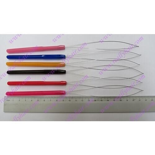 12 pieces /pack plastic hanle pulling loop threader micro ring tools / Nano ring Hair Extension Tools