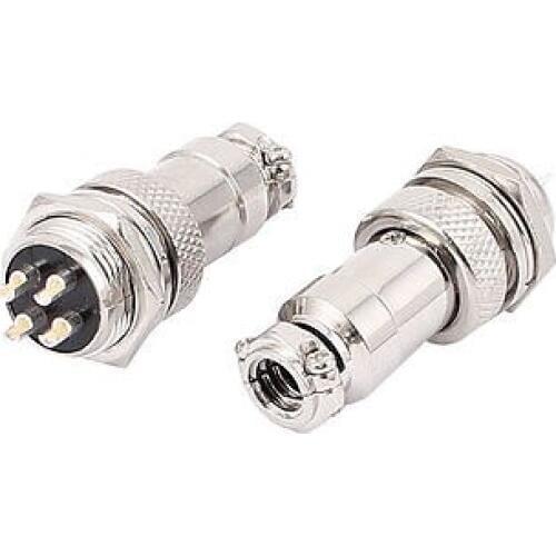 2 Sets Screw Butt Joint Aviation Connector Male Female GX16-4 16mm 4 Pin