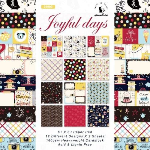 6" 12 Sheets Joyful Day Designed Scrapbooking Origami Art Background Paper Pad Card Making DIY Patterned Craft Paper Pack