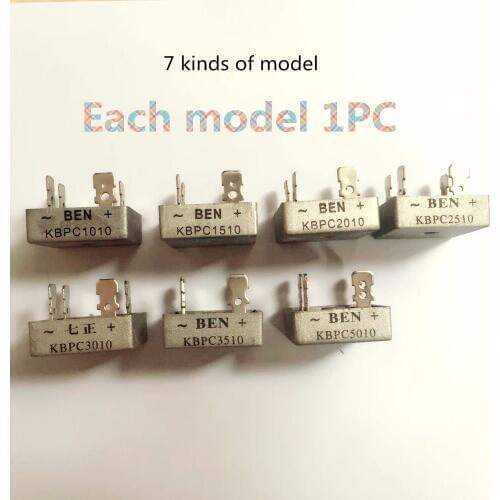 7pcs KBPC1010 1510 2010 2510 3010 3510 KBPC5010 10A 15A 20A 30A 35A 50A 1000V Bridge Rectifier