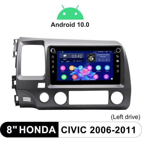 8 Inch Android 10.0 System Car Multimedia Player Support Carplay/Android Auto/4G HD For Honda Civic 2006-2011(Left Drive)
