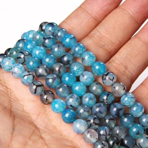 Blue Fire Dragon Agates Beads 6/8/10mm Natural Stone Round Loose Spacer Beads For Jewelry Making DIY Bracelet Necklace Earrings