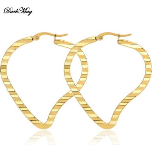 DarkMag Big Heart Hoop Earrings for Women Bijoux Geometric Stainless Steel Earrings Statement Jewelry Party Gifts