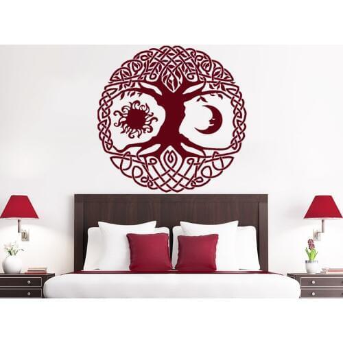 Kids Nursery Tree Wall Decal Sun Moon Crescent Branch Wall Stickers For Kids Bedroom Vinyl Ethnic Day And Night Home DecorSYY699
