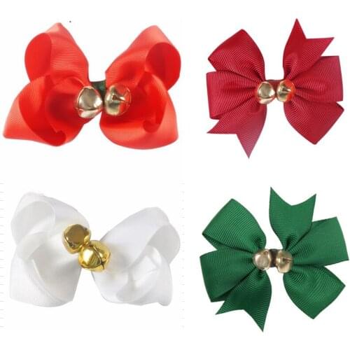 NEW 2 style 3.5Inch Christmas Bell Children Bow Hairpin Festive Girl With Buckle Hair Clip for Girls 30PCS
