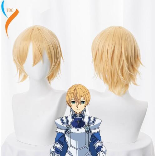 Sword Art Online Alicization SAO Eugeo Cosplay Wig Hair Eugeo Synthesis Thirty-two Anime Short Fluffy Costume Wigs + Wig Cap