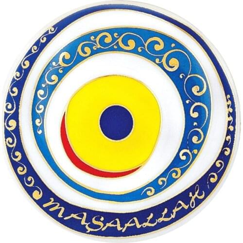 Hand Painted Small Evil Eye Decor Ceramic Plate Turkish Traditional Mashallah On It Gift Women Man New Home Size 10 Cm