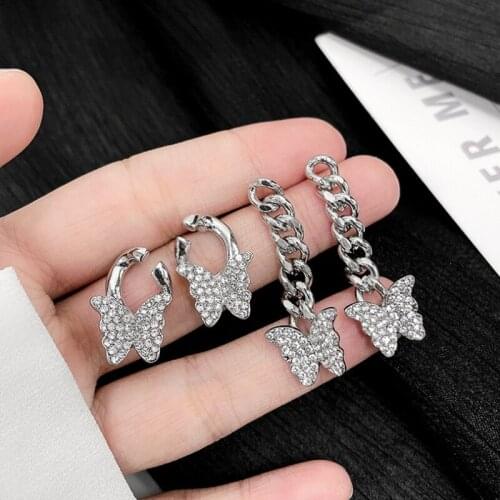 Creative Korean Butterfly Earrings inlaid Biamond Butterfly Pendant Pendientes Girls Casual Fashion Earrings for Women