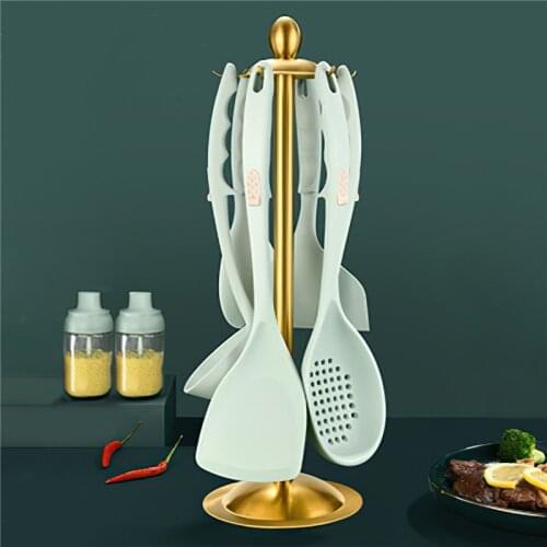 Silicone Kitchenware Set Nordic Green Gold Cooking Spatula Soup Spoon Special for Non-stick Pan Household Kitchen Supplies