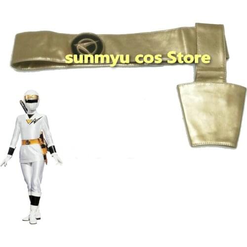 Ninja Sentai Kakuranger Ninja White Golden Belt with EVA Buckle Accessory Cosplay Costume,Custom Size Customize Halloween
