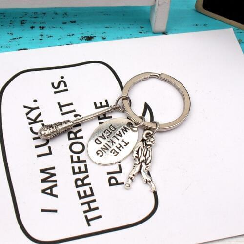 New Fashion KeychainThe Walking Dead Pendants DIY Men Jewelry Car Key Chain Ring Holder Souvenir For Gift Zombie Stick