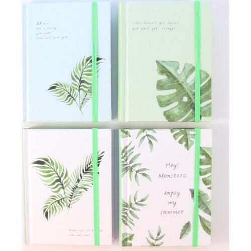 Domikee new school tree leaves design hardcover band notebook stationery,fine creative colorful blank inner paper notebook,A6