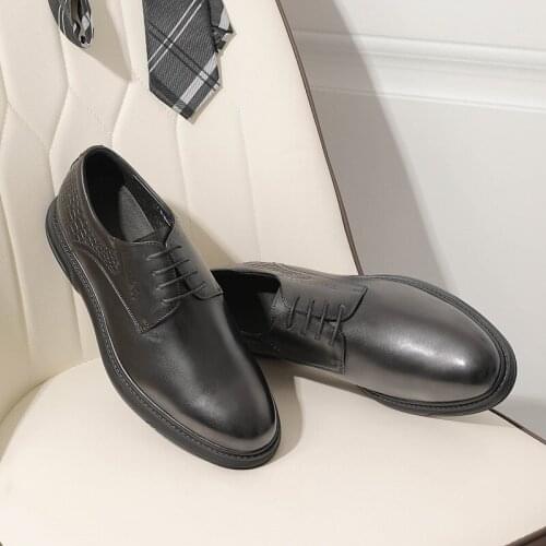 Round Toe Handmade Genuine Wingtip Leather Oxford Laces Up Oxfords Dress Brogues Wedding Business Platform Shoes 2021