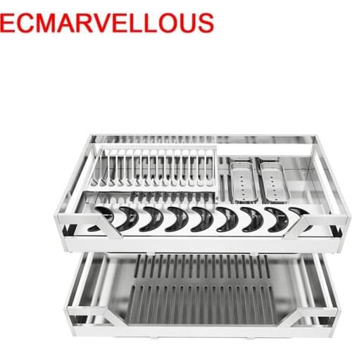 Para Armario De Cosina Organizer Mutfak Malzemeleri Dish Keuken Stainless Steel Rack Cuisine Kitchen Cabinet Storage Basket