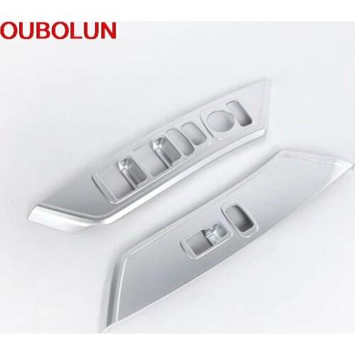 OUBOLUN 4pcs For Acura CDX 2016 2017 2018 ABS Chrome Armrest Panel Window Switch Botton Cover Car Interior Accessories
