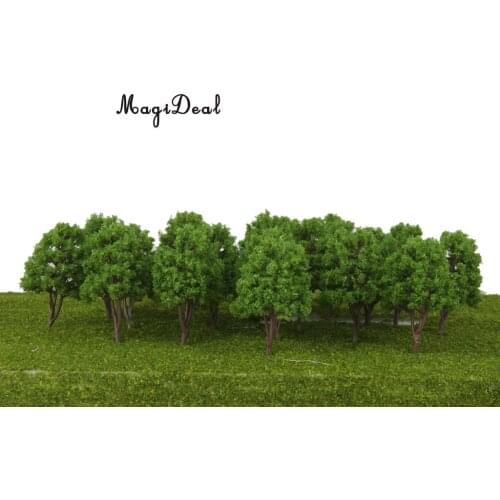 MagiDeal 20Pcs/Pack 1/150 Scale Plastic Model Trees N Scale Train Track Park Layout Wargame Village Scenery Diorama Decor 7.5cm