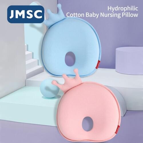 JMSC Baby Pillow Shape Toddler Cushion Flat Head Protect Newborn Infant Sleep Shaping Anti Roll Neck Protection For 0-6 Months