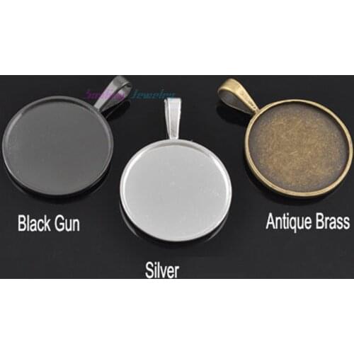 10pcs Fit 25mm Glass Cabochon Tree Blank Tray Pendant Base Settings For DIY Jewelry Photo Custom Stickers Cameo