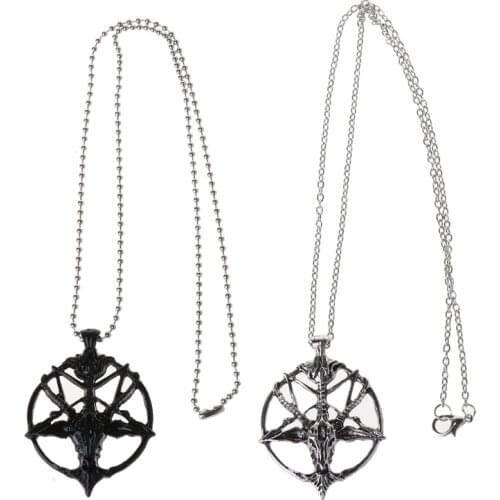 Pentagram Sabbatic Goat Head Pendant Necklaces Baphomet LaVeyan LaVey Satainism