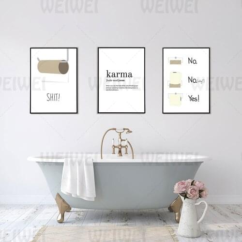 Simple Bathroom Toilet Paper Home Decoration Painting Hotel Commercial Place Toilet Wall Canvas Poster Black White Text Print