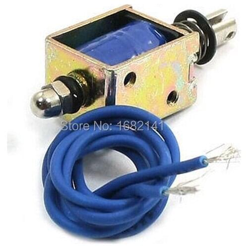 Blue DC 12V 800mA 0.4" Stroke 6N Pull Push Type Open Frame Solenoid Electromagnet