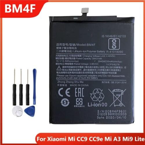 Xiao Mi Original Phone Battery BM4F For Xiaomi Mi CC9 CC9e CC9 e Mi A3 Mi9 Lite Replacement Rechargable Batteries 4030mAh