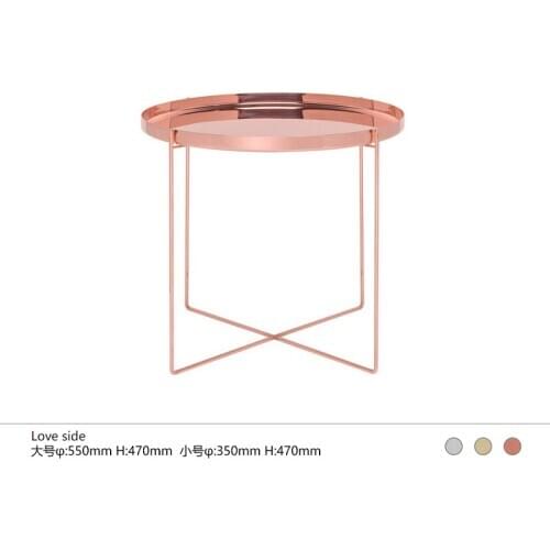 U-BEST Nordic Round Champagne Edge Simple And Stylish Stainless Steel Round Combination Coffee Table