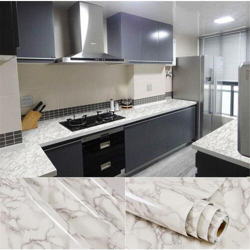 SUNICE 60cm x 50cm Marble Grain Vinyl Film Anti-Scratch Protective Film Kitchen Tabletop Marble Desk Oil Proof Film Wall Paper