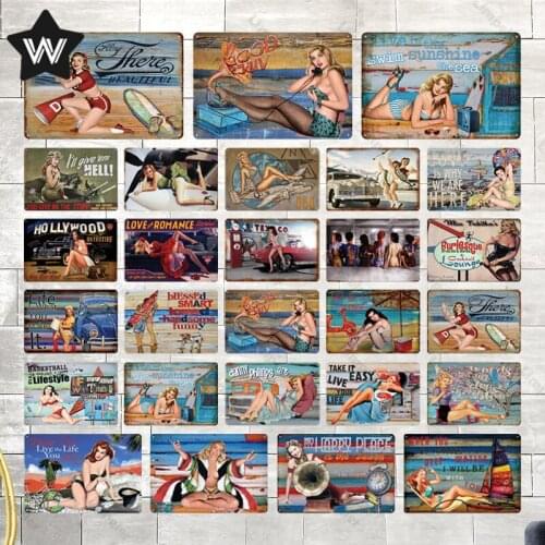 Burlesque Miss Tabitha Vintage Plate Metal Tin Sign Advertising Plate for Man Cave Sexy Lady Metal Sticker Plaque for Club Decor