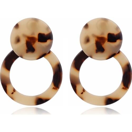 Foreign Trade New European Acetic Acid Plate Earrings Double Round Geometric Acrylic Cross Border Hot style Ornaments